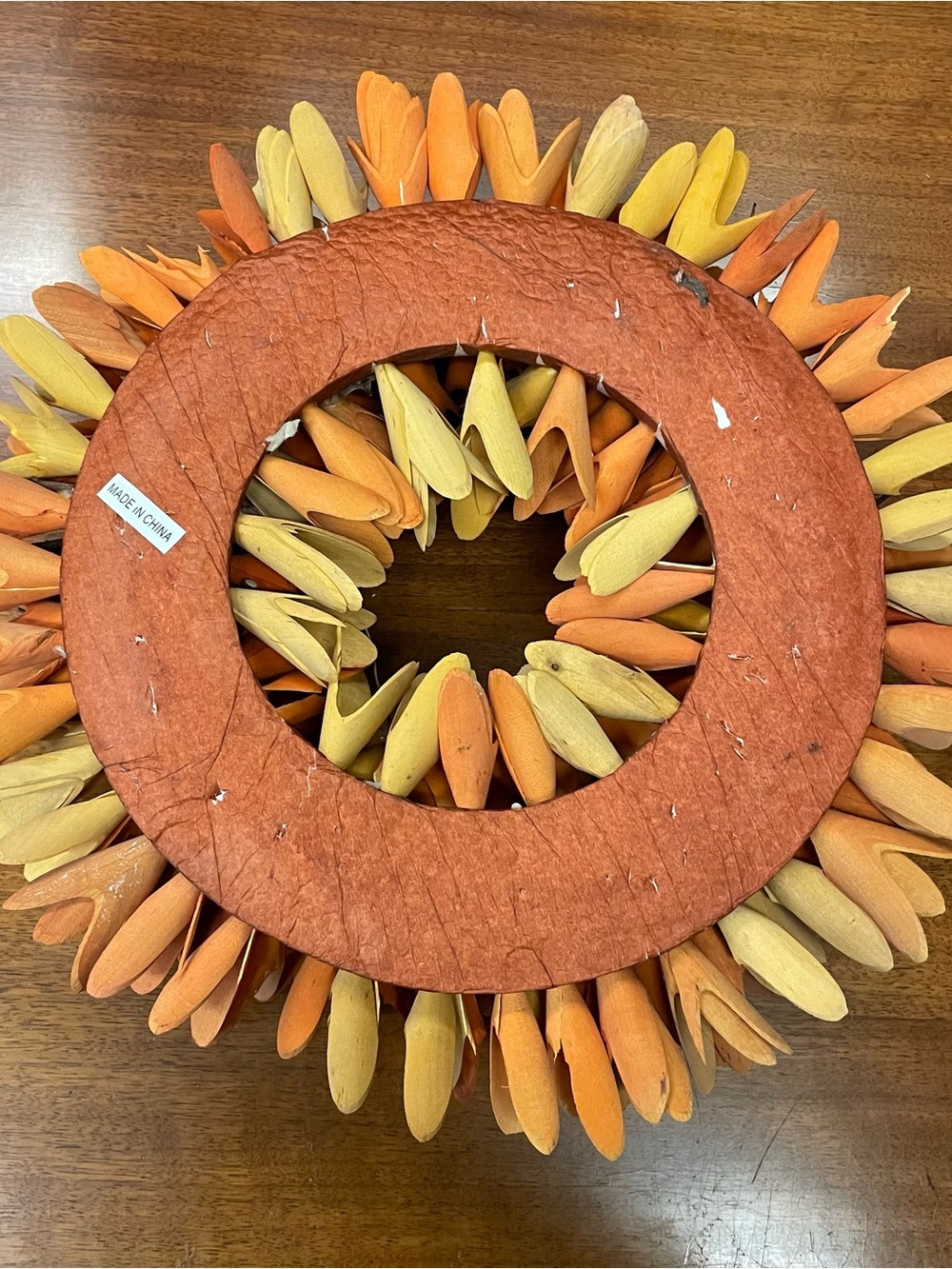 Fall/Halloween/Thanksgiving Carved Wooden Flower/Berry Wreath - Picture 4 of 4